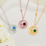 Personalized Zircon Moon Star Necklace with Birthstone Dainty Jewelry Birthday Anniversary Valentine's Day Gift for Women Her