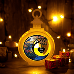 Personalized Stained Glass Style Moon Heart Flameless Candle Ornament with 1-3 Names and Years Home Decor Christmas Gift for Family