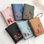 Personalised Rose Initial Tri-Fold PU Leather Wristlet Wallet with Name and Card Holder Birthday Valentine's Day Gift for Women Wife