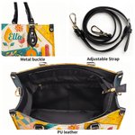 Personalised Sewing Machine PU Leather Large Tote Bag with Name and Shoulder Strap Birthday Gift for Woman Sewing Lover