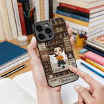 Personalized Bookshelf Cartoon Character iPhone Case with Name Birthday Gift for Book Lovers Women