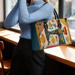 Personalised Sewing Machine PU Leather Large Tote Bag with Name and Shoulder Strap Birthday Gift for Woman Sewing Lover