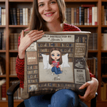 Personalised Book Cartoon Reading Character Soft Cushion Cover with Name and Title Home Decor Birthday Gift for Bookworms