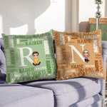 Personalisierte Cartoon-Charakter Wort Wolke werfen Kissenbezug mit Initial und Namen Home Decor Geburtstag Jahrestag Geschenk für Familie Kinder