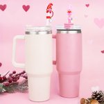 Personalized Gnome Heart Reusable Straw Topper with Initial Charm Accessory for Stanley Tumbler Valentine's Day Gift for Couple