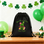 Borsa personalizzata in stile irlandese Shamrock Doodle iniziale con coulisse e nome Festa di San Patrizio Regalo per la famiglia