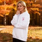 Sweatshirt à capuche à fermeture éclair avec nom Cadeau de sensibilisation au cancer du sein pour les survivants du cancer