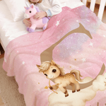 Personalized Starry Sky 12 Zodiac Animal Soft Throw Blanket with Name and Initial Daily Use Birthday Gift for Children Girls Boys