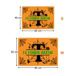 Alfombra personalizada con tema de Halloween y diseño de telaraña con nombre e iniciales decoración del hogar regalo de Halloween para familia
