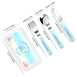 Personalized Cute Sea ​​Animals Safe Stainless Steel Fork Spoon Knife 3 Pcs Cutlery Set with Name and Case Birthday Gift for Boys Girls