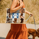 Personalized Pet Paw Print Photo Large Jute Bag with Name Daily Use Birthday Party Gift for Pet Owner Lover