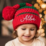 Gorro de Navidad personalizado de hilo y suave en varios estilos con nombre bordado regalo de Navidad para familia