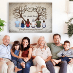 Personalized Love Tree Family Figures Back View Frameless Painting with Name Birthday Anniversary Gift for Family Friends