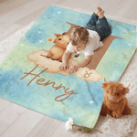 Personalized Starry Sky 12 Zodiac Animal Soft Throw Blanket with Name and Initial Daily Use Birthday Gift for Children Girls Boys
