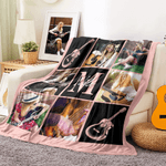 Personalisierte Gitarre Fotos Collage Multicolor Soft Throw Decke mit Namen und Initialen Home Decor Geburtstagsgeschenk für Gitarrenliebhaber