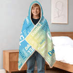 Personalized Colorful Gradient Word Cloud Soft Hooded Blanket with Name Birthday Gift for Kids Adults