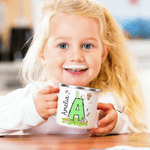 Personalisierte farbige Kaninchen Osterei anfängliche 12 oz Emaille Becher mit Namen Ostern Party Favor Geschenk für Kinder