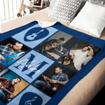 Personalisierte Gitarre Fotos Collage Multicolor Soft Throw Decke mit Namen und Initialen Home Decor Geburtstagsgeschenk für Gitarrenliebhaber
