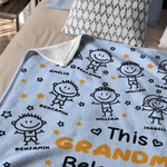 Personalized Cute Line Cartoon Character Soft Throw Blanket with Name Home Decor Birthday Gift for Family Grandma Mom