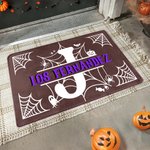 Alfombra personalizada con tema de Halloween y diseño de telaraña con nombre e iniciales decoración del hogar regalo de Halloween para familia
