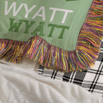 Personalised Word Cloud Cartoon Character Soft Tassel Blanket with Name and Initial Home Decor Daily Use Birthday Anniversary Gift for Kids Family