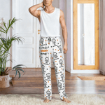 Personalized Simple Kid Line Drawing Pajama Pants with Name and Pocket Daily Wear Birthday Anniversary Gift for Grandparents Parents Family