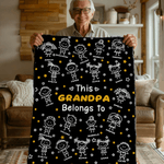 Personalized Cute Line Cartoon Character Soft Throw Blanket with Name Home Decor Birthday Gift for Family Grandma Mom