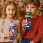 Personlig söt tecknad björn hjärta initialer 16 oz barn vattenflaska med namn och silikon sugrör barndag Alla hjärtans dag gåva för pojkar flickor