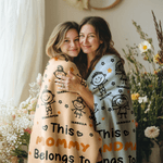 Personalized Cute Line Cartoon Character Soft Throw Blanket with Name Home Decor Birthday Gift for Family Grandma Mom