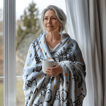 Personalized Cute Line Cartoon Character Soft Throw Blanket with Name Home Decor Birthday Gift for Family Grandma Mom