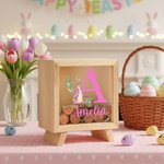 Gepersonaliseerd schattig paashaas initiaal helder spaarvarken met naam kamer decor Pasen verjaardagscadeau voor kinderen