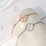 Personalized Lucky Clover Initial Bracelet Dainty Jewelry Birthday Anniversary Valentine's Day Mother's Day Gift for Girls Women