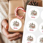 Personalised Cute Santa Claus Reindeer Waterproof Stickers Labels with Name Gift Decor Christmas Festival Party Favors for Family Friends