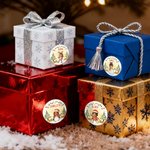 Personalised Elf Santa Claus Snowman Set of 2 Waterproof Stickers Labels with Name and Photo Gift Decor Christmas Party Favor for Family Kids