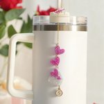 Personalized Heart Envelope Tumbler Charm with Letter Straw Accessories for 20 oz to 40 oz Stanley Tumbler Valentine's Day Gift for Couple