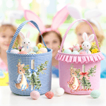 Cestino pasquale personalizzato con fiocco incrociato di Peter Rabbit con nome Caccia all'uovo di Pasqua Regalo di Pasqua per bambini e bambine