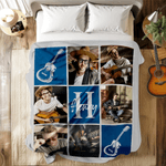 Personalisierte Gitarre Fotos Collage Multicolor Soft Throw Decke mit Namen und Initialen Home Decor Geburtstagsgeschenk für Gitarrenliebhaber