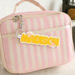 Personalised Multicolour Acrylic Name Tag with Flower Keychain Backpack Accessories Back to School Gift for Kids