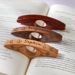 Personalized Birth Flower Wooden Thumb Book Page Holder with Engraved Name Book Accessories Birthday Gift for Book Lovers Bookworms