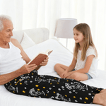 Personalized Simple Kid Line Drawing Pajama Pants with Name and Pocket Daily Wear Birthday Anniversary Gift for Grandparents Parents Family