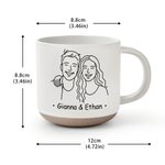 Personalised Line Art Style Couple Photo 12 oz Ceramic Mug with Handle and Name Valentine's Day  Anniversary Gift for Couple