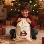 Personalized Special Delivery Cute Snowman Drawstring Canvas Gift Bag with Name Christmas Party Gift for Kids Family