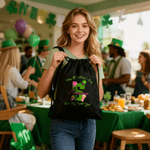 Borsa personalizzata in stile irlandese Shamrock Doodle iniziale con coulisse e nome Festa di San Patrizio Regalo per la famiglia