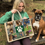 Personalized Pet Paw Print Photo Large Jute Bag with Name Daily Use Birthday Party Gift for Pet Owner Lover