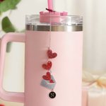 Personalized Heart Envelope Tumbler Charm with Letter Straw Accessories for 20 oz to 40 oz Stanley Tumbler Valentine's Day Gift for Couple