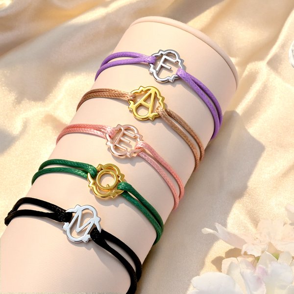 Personalised Lucky Clover Initial Bracelet Dainty Jewellery Birthday Anniversary Valentine's Day Mother's Day Gift for Girls Women