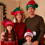 Gorro de Navidad personalizado de hilo y suave en varios estilos con nombre bordado regalo de Navidad para familia