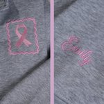 Sweatshirt à capuche à fermeture éclair avec nom Cadeau de sensibilisation au cancer du sein pour les survivants du cancer