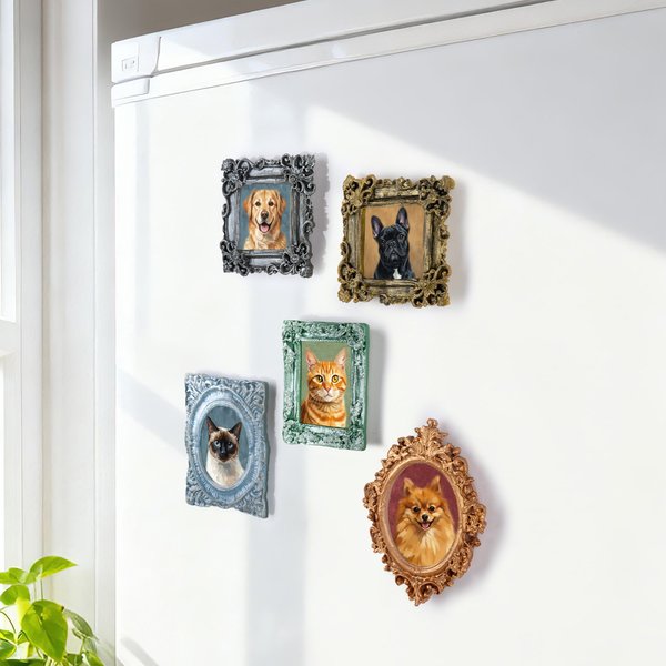 Pintura al óleo personalizada estilo vintage Marco Foto Nevera Imán Decoración del hogar Cumpleaños Aniversario Regalo para los dueños de mascotas