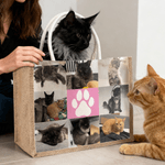 Personalized Pet Paw Print Photo Large Jute Bag with Name Daily Use Birthday Party Gift for Pet Owner Lover